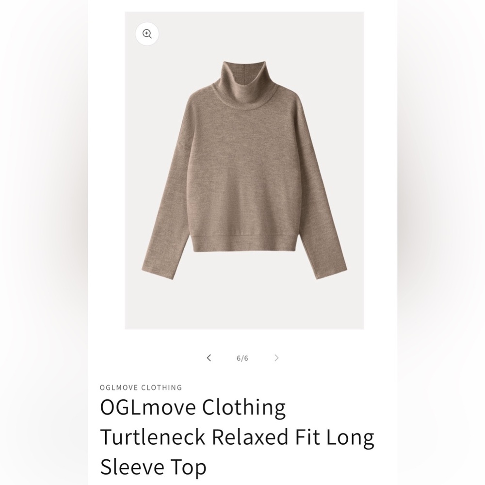 NWT OGLmove Clothing Turtleneck Relaxed Fit Long Sleeve Top